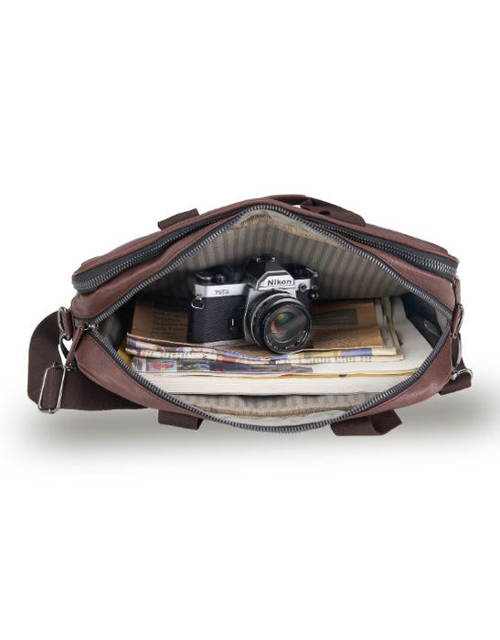 Vegan Leather Business Bag - Chocolate