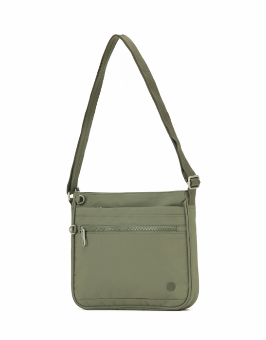 Anti-Theft Square Large Shoulder Bag with Handle - Khaki