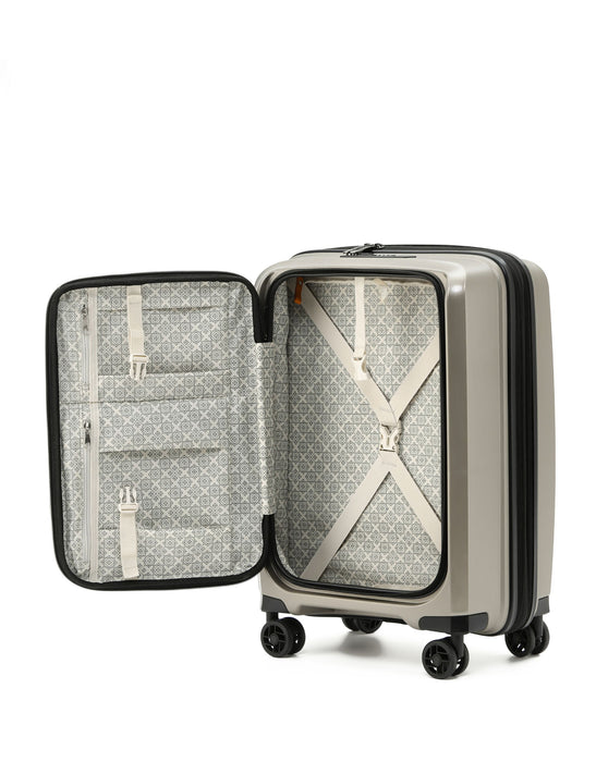 Space-X 55cm Small Duel Opening Hard Suitcase Carry On - Champagne