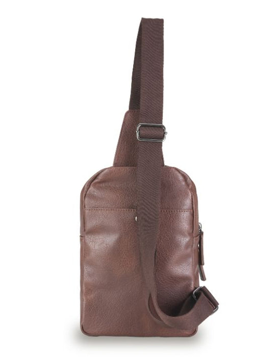 Vegan Leather Slinger Bag - Chocolate