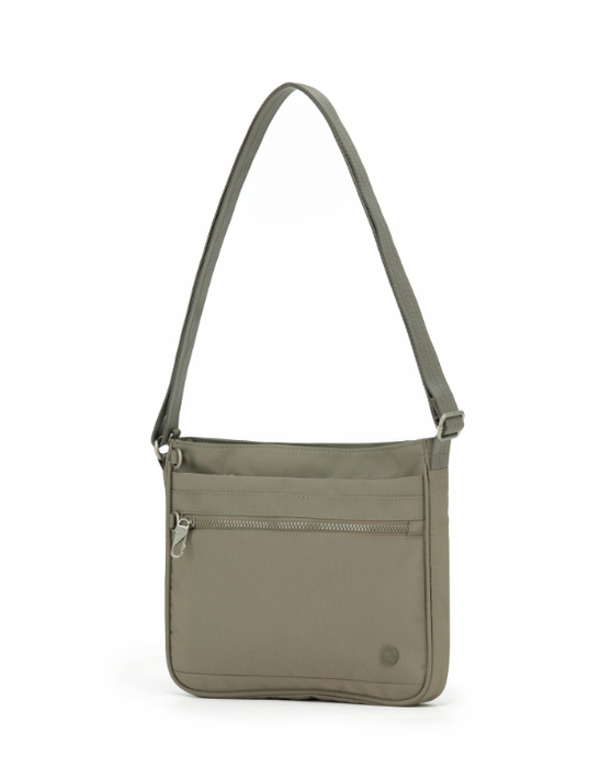 Anti-Theft Square Large Shoulder Bag with Handle - Taupe