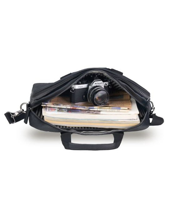 Vegan Leather Black Satchel