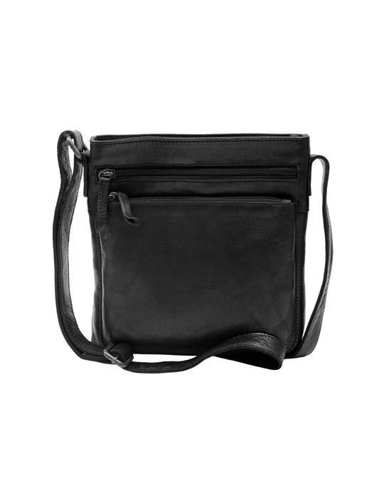 Leather Cross Body Bag - Black
