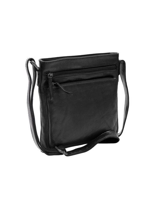 Leather Cross Body Bag - Black