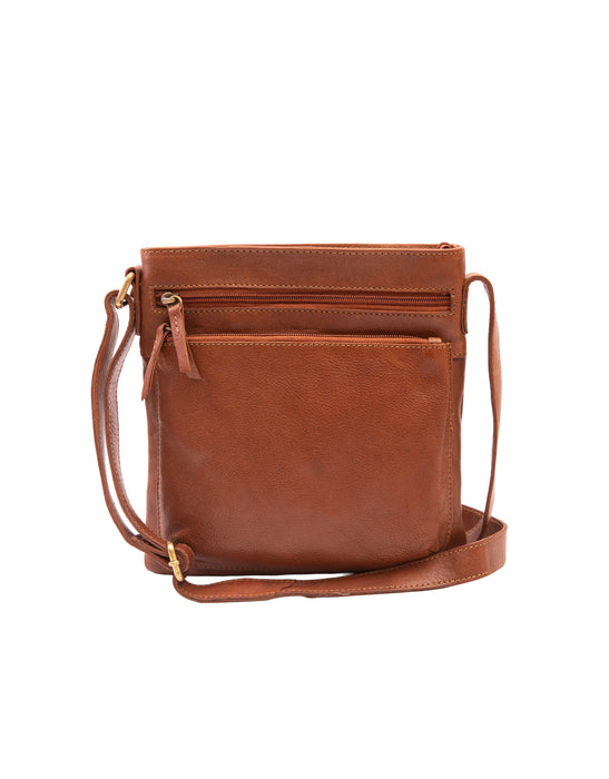 Leather Cross Body Bag - Tan