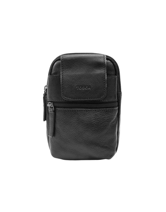 Leather Cross Body Phone Organiser - Black