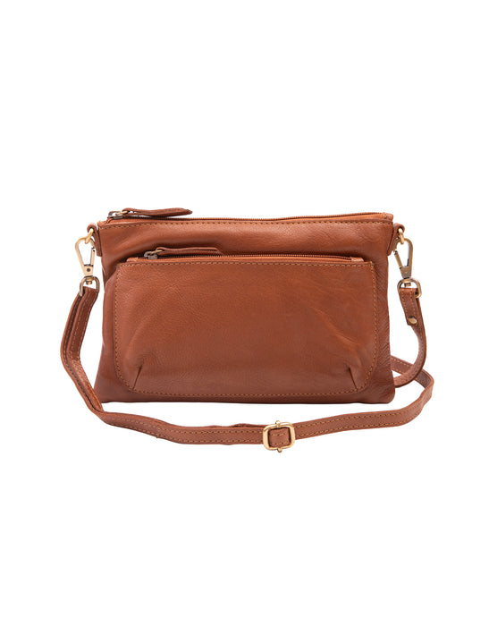 Soft Leather Cross Body Bag - Tan