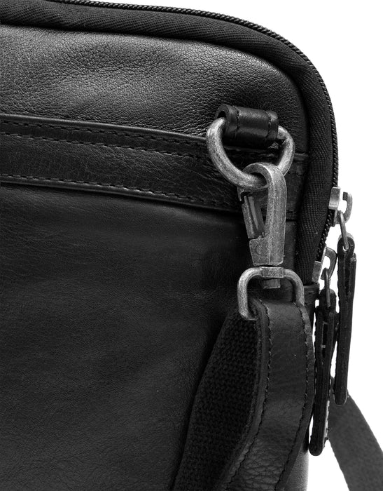 Leather Organiser Cross Body Bag - Black