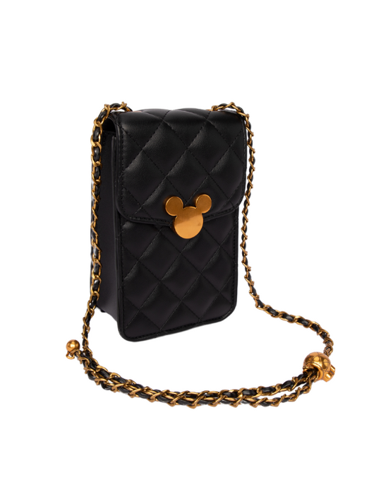 Mickey Quilted Phone Pouch - Black