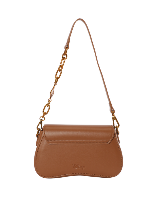 Mickey Saddle Handbag With Faux Suede - Brown