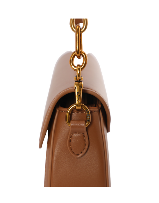 Mickey Saddle Handbag With Faux Suede - Brown