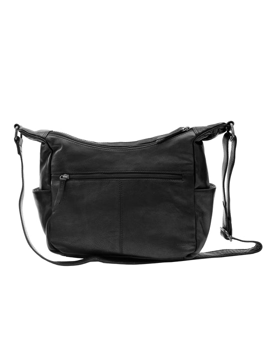 Large Leather Cross Body Bag - Black