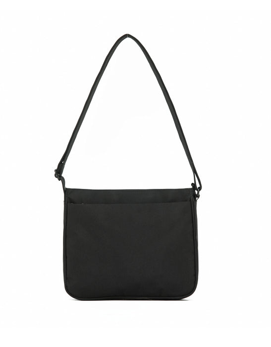 Anti-Theft Square Large Shoulder Bag with Handle - Black