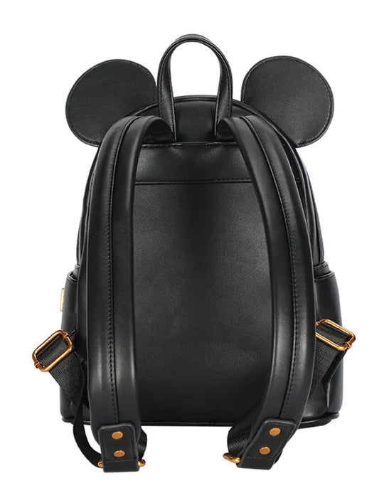 Disney Mickey Mouse PU Leather Fashion Backpack - Black