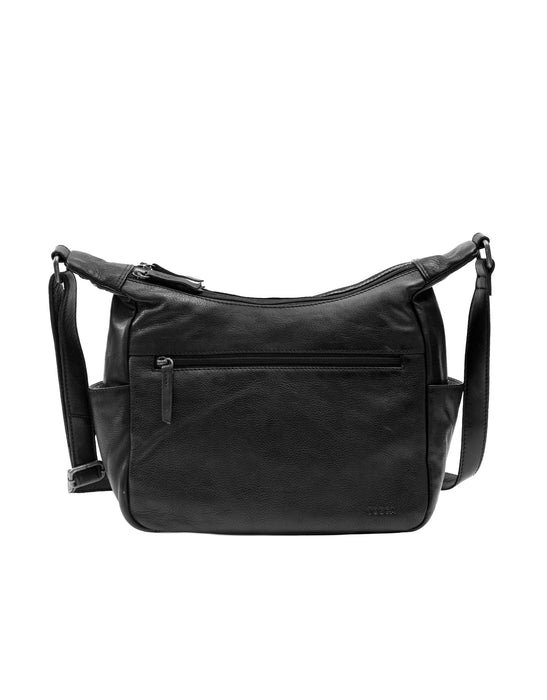 Large Leather Cross Body Bag - Black