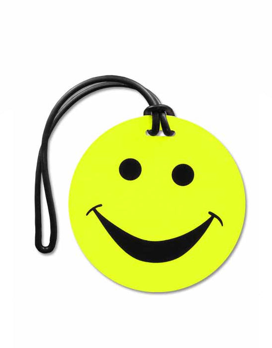 smiley face luggage tag