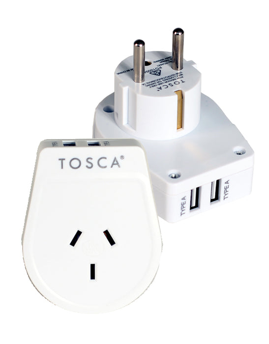 USB A & Power Adaptor for Europe & Bali