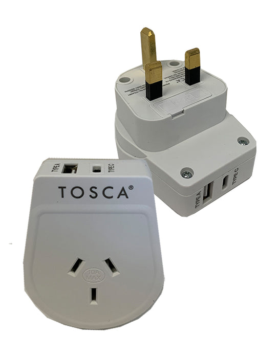 USB A+C & Power Adaptor for UK & Hong Kong