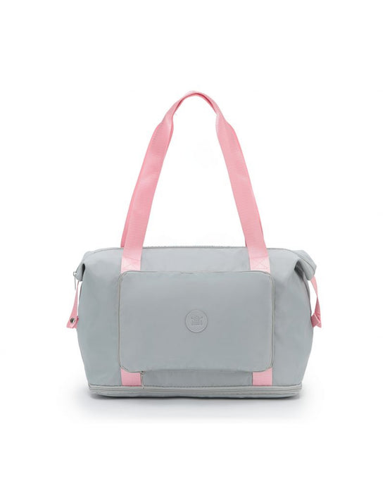 Foldable & Expandable Travel Tote - Grey/Pink