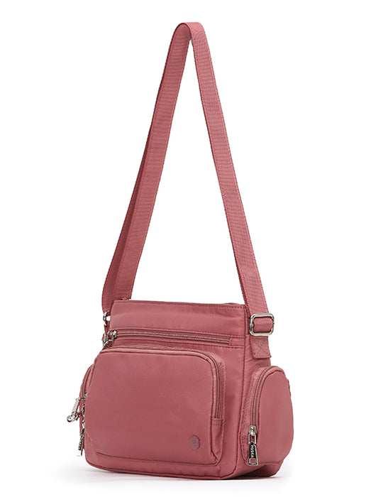 Anti Theft Shoulder Bag with Side Pockets - Coral