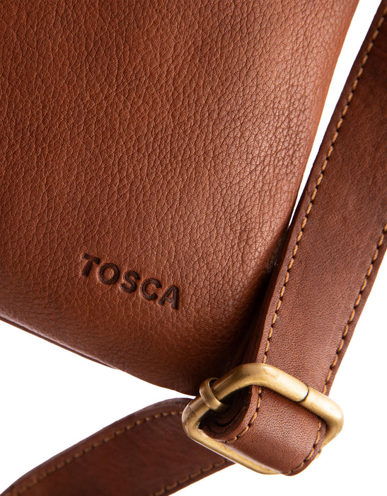 Leather Cross Body Bag - Tan