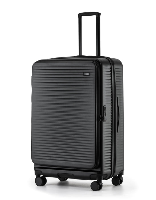 Zen 77cm Large Front Opening Hard Suitcase - Black