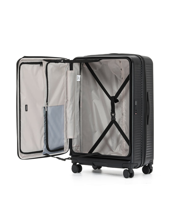 Zen 77cm Large Front Opening Hard Suitcase - Black