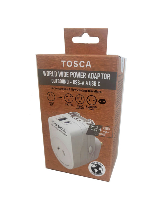 Worldwide Travel Adaptor with USB A + USB C Ports