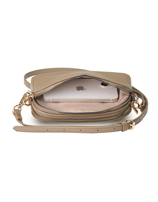 Small Taupe Crossbody Handbag