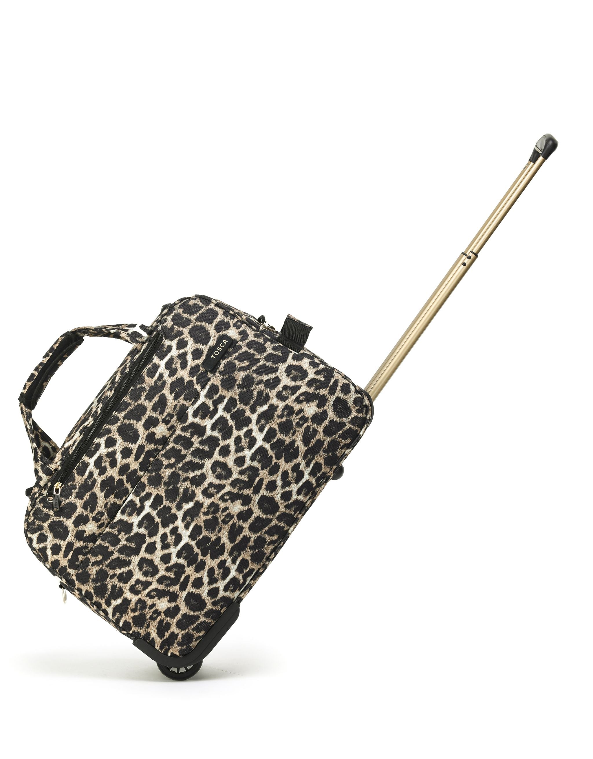 Tosca Leopard Print Vanity Case So Lite Leopard Wheel Bag
