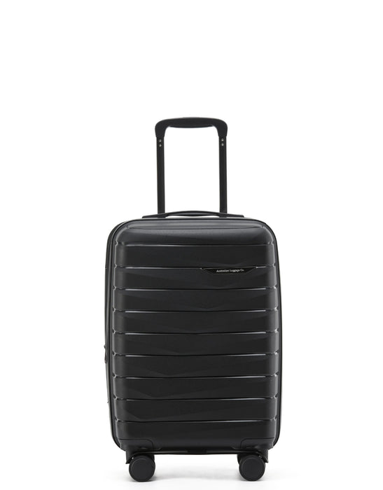Aus Luggage Pilot 55cm Small Hard Carry On - Black