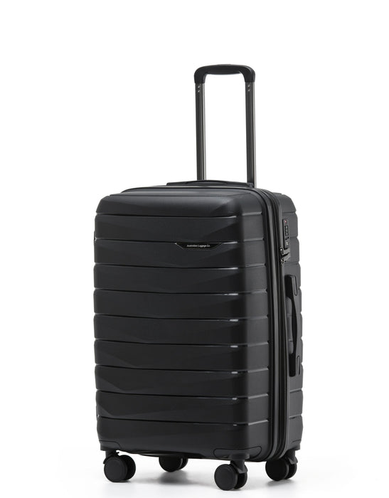 Aus Luggage Pilot 65cm Medium Hard Suitcase - Black