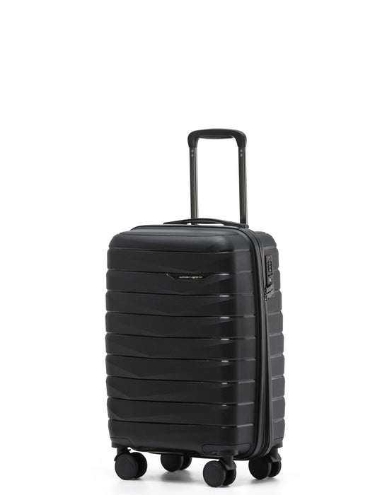 Aus Luggage Pilot 55cm Small Hard Carry On - Black