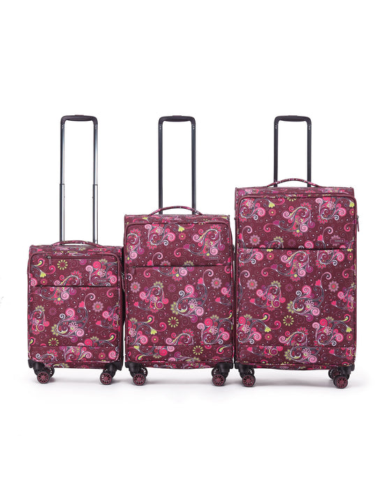 So Lite Soft Suitcase 3 Piece Set - Wine Paisley