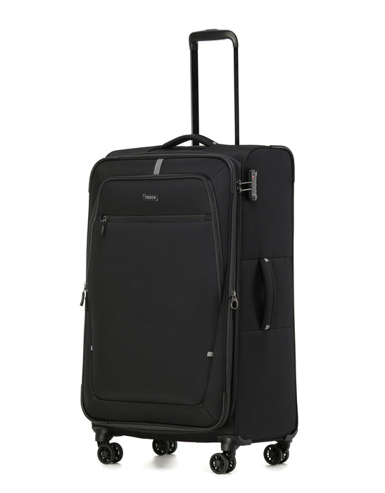 Luna Lite 77cm Large Soft Suitcase - Black