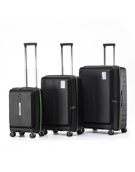 Cruiser Front Opening Hard Suitcase 3 Piece Set - Black