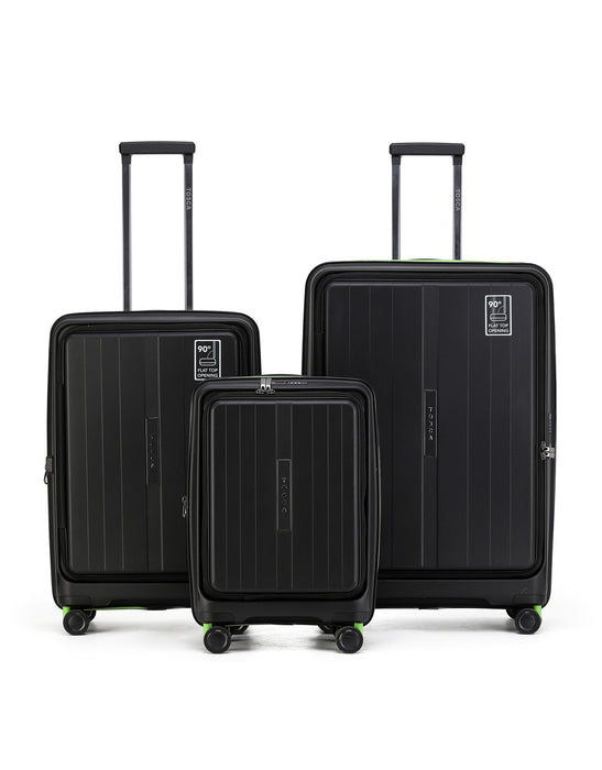 Cruiser Front Opening Hard Suitcase 3 Piece Set - Black