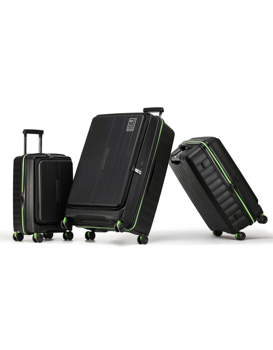 Cruiser Front Opening Hard Suitcase 3 Piece Set - Black
