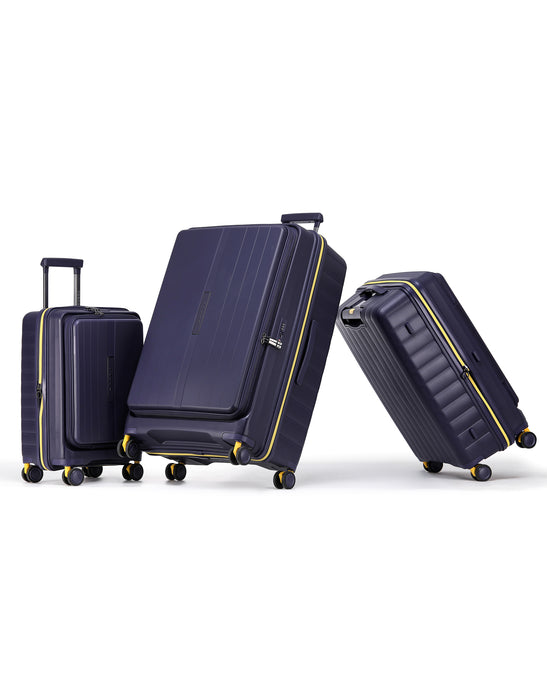 Cruiser Front Opening Hard Suitcase 3 Piece Set - Purple