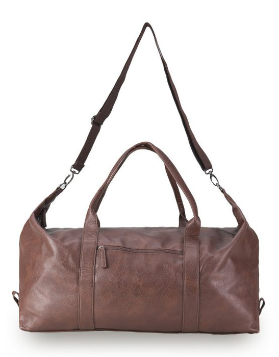 Vegan Leather Large Duffle Bag - Chocolate
