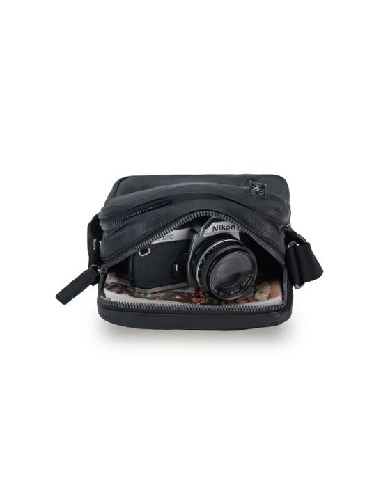 Vegan Leather Shoulder Bag - Black