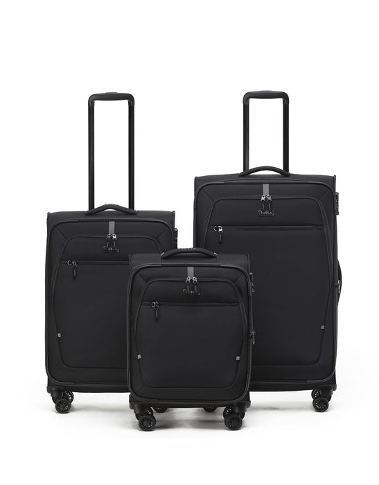 Luna Lite Soft Suitcase 3 Piece Set - Black
