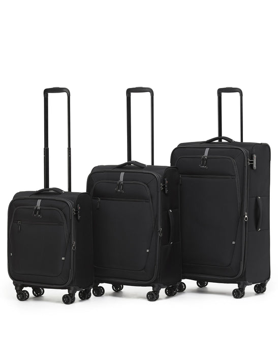 Luna Lite Soft Suitcase 3 Piece Set - Black
