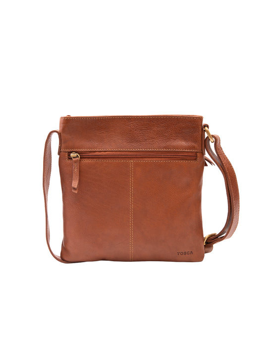 Leather Cross Body Bag - Tan