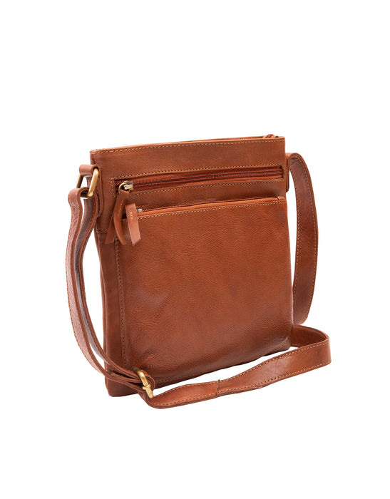 Leather Cross Body Bag - Tan