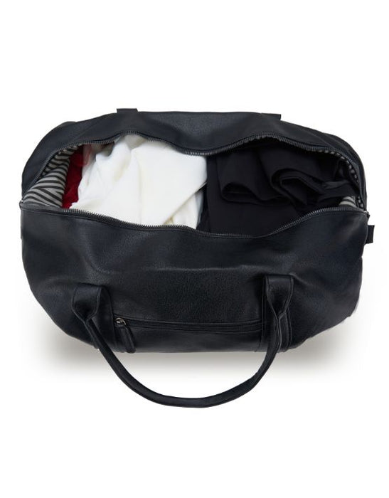 Vegan Leather Large Duffle Bag - Black