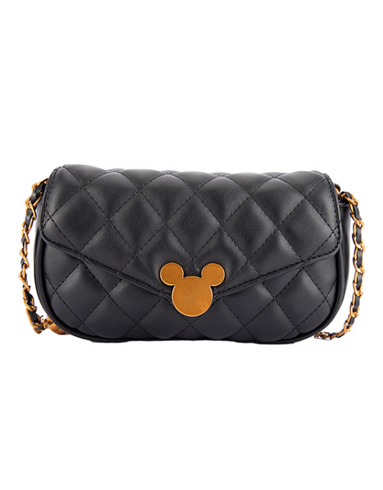 Mickey Quilted Envelope Handbag - Black