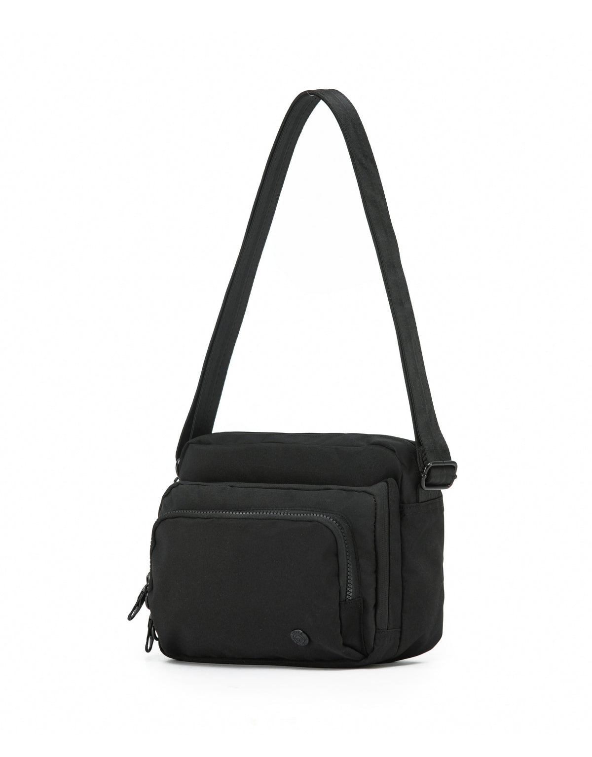 Anti-Theft Black RFID Blocking Shoulder Bag with Tripple Front Pockets