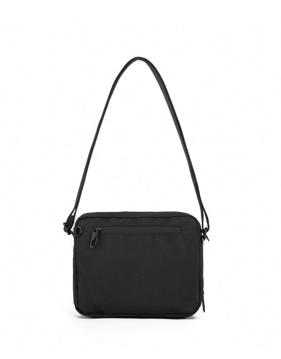 Anti-Theft Shoulder Bag with Triple Front Pockets - Black