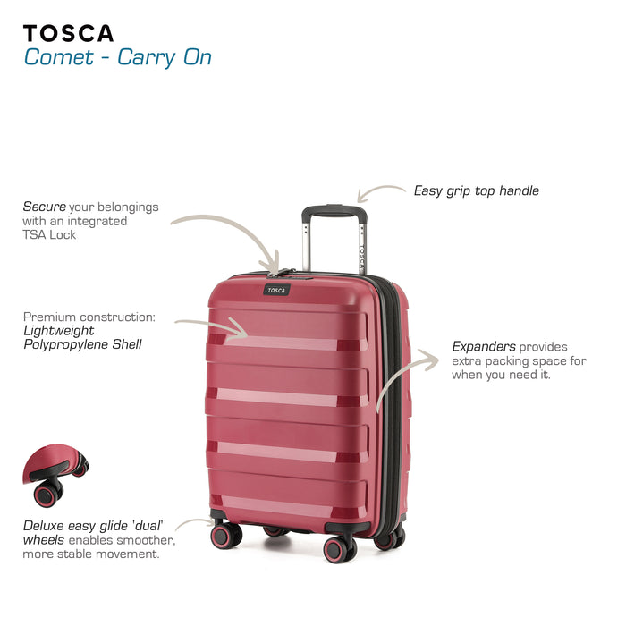 Comet 55cm Small Hard Carry On - Rumba Red